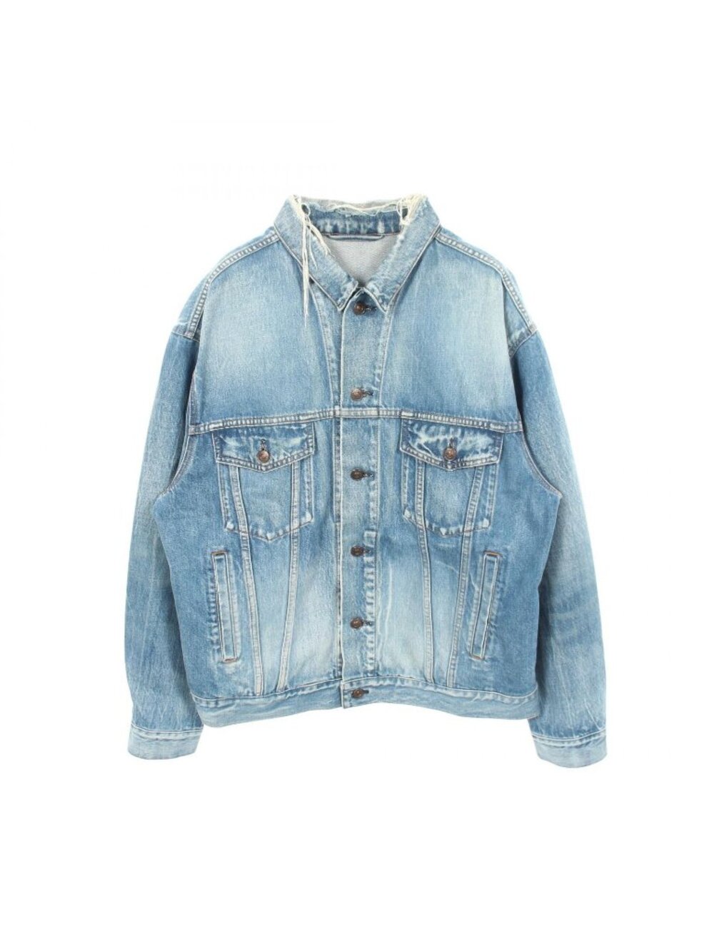 Balenciaga Denim Jacket Back Logo Distressed Cotton
